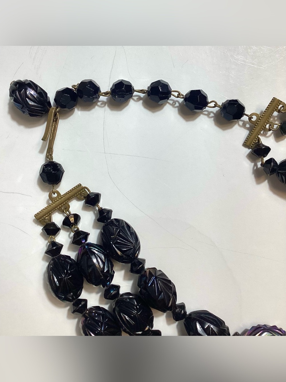 1950s Vtg Austria Made AB Lucite Statement Necklace - Picture 9 of 11